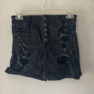 American Eagle Outfitters Black Distressed Jean Shorts